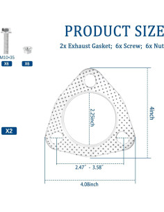Juego de 2 juntas de brida de escape Carleef con tornillos 2