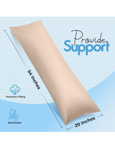 Almohada Corporal Utopia Beige 50.8x137.2 cm para Dormir 2