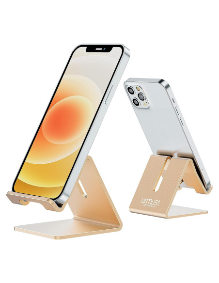 Soporte para teléfono celular Urmust de aluminio - Oro