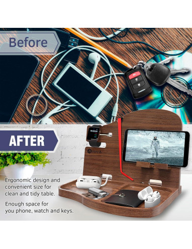 Estación de Acoplamiento BarvA | Soporte para Teléfono Nuez Oscura