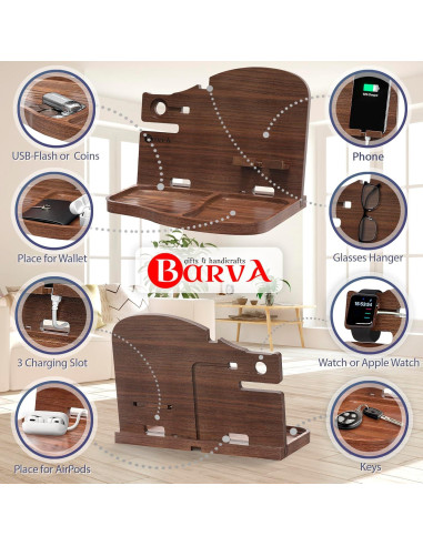 Estación de Acoplamiento BarvA | Soporte para Teléfono Nuez Oscura