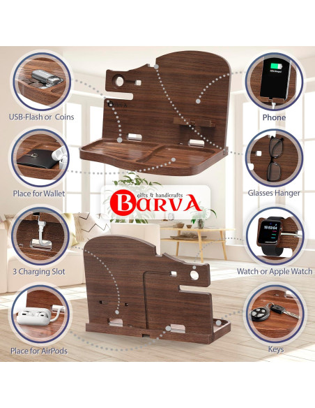 Estación de Acoplamiento BarvA | Soporte para Teléfono Nuez Oscura