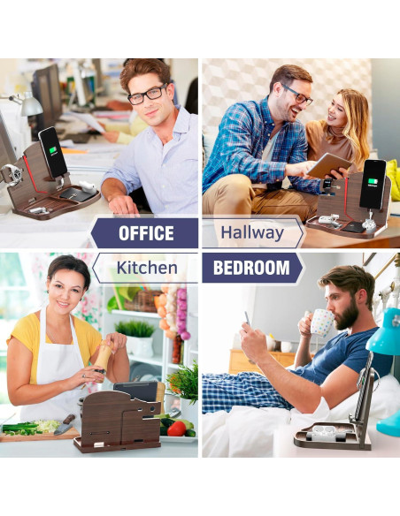 Estación de Acoplamiento BarvA | Soporte para Teléfono Nuez Oscura