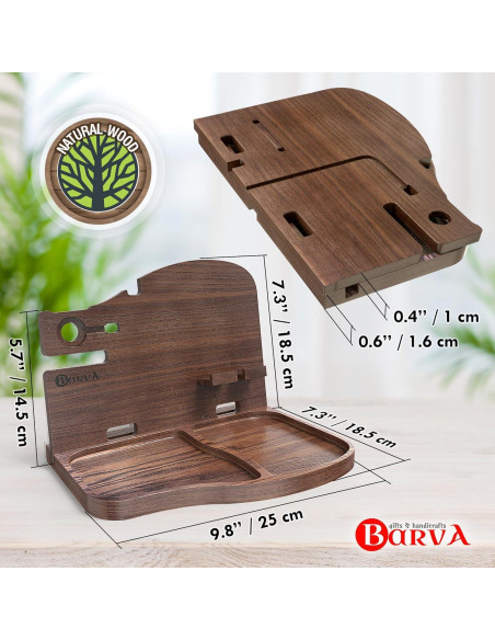 Estación de Acoplamiento BarvA | Soporte para Teléfono Nuez Oscura