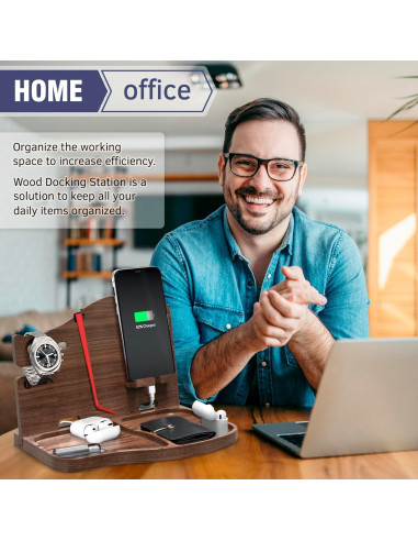 Estación de Acoplamiento BarvA | Soporte para Teléfono Nuez Oscura