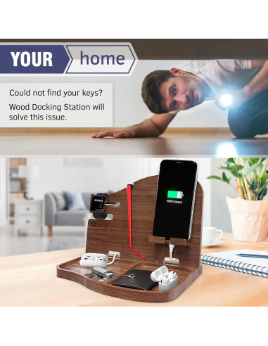 Estación de Acoplamiento BarvA | Soporte para Teléfono Nuez Oscura