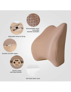 Almohada Lumbar TISHIJIE Espuma Viscoelástica Beige 38x32cm 2