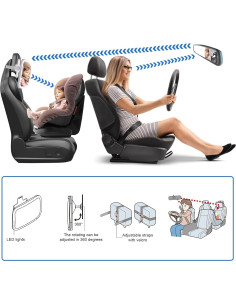 Espejo de Coche para Bebé LeeWent SK2303 Iluminado Irrompible 2