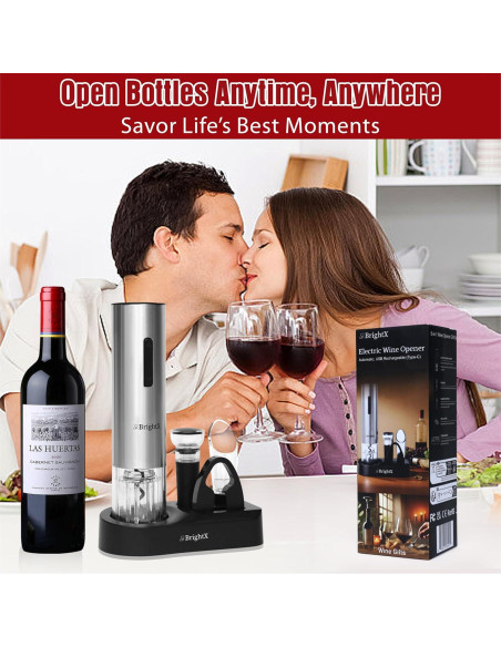 Abridor de Vino Eléctrico Recargable BRIGHTX con Accesorios