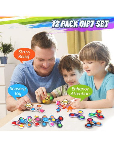 Paquete de 12 Juguetes Fidget Spinner LNCOJOLM para Niños