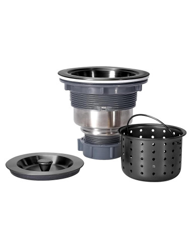 Ensamblaje de Desagüe de Fregadero KONE Acero Inoxidable Negro 11.3x9.8cm