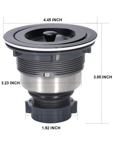 Ensamblaje de Desagüe de Fregadero KONE Acero Inoxidable Negro 11.3x9.8cm