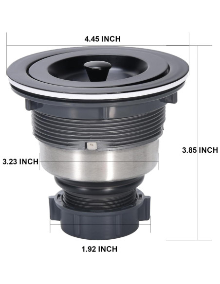 Ensamblaje de Desagüe de Fregadero KONE Acero Inoxidable Negro 11.3x9.8cm