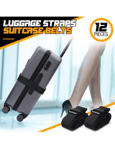 Correas de Equipaje Eccliy 12 Piezas Ajustables Negras 100-188 cm 2