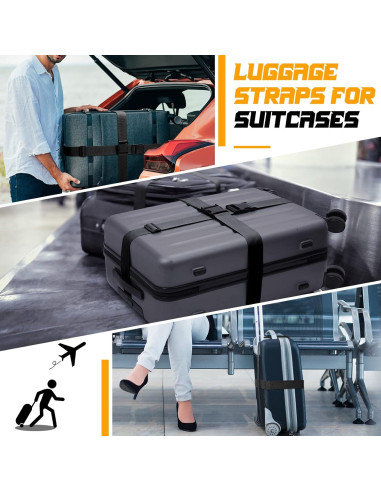 Correas de Equipaje Eccliy 12 Piezas Ajustables Negras 100-188 cm