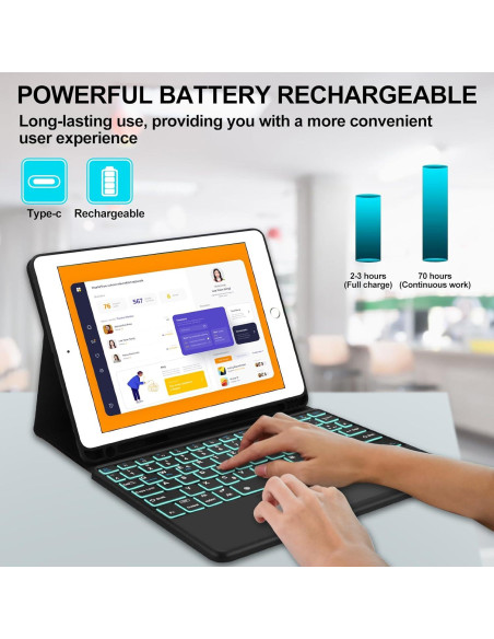 Funda Teclado Táctil D DINGRICH para iPad 10.2" y Pro 10.5"