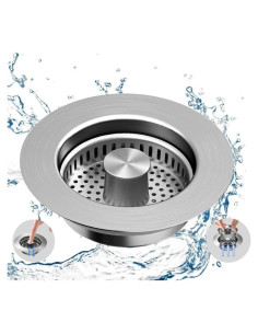 Combo Tapón y Colador de Fregadero Makeforu 3 en 1 Acero Inoxidable