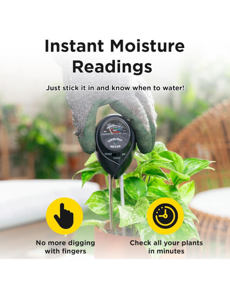 Medidor de Humedad del Suelo 3-en-1 Classy Casita - Negro