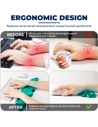 Reposamuñecas de Gel ABRONDA - Ergonómico Verde 42.5x10.8 cm