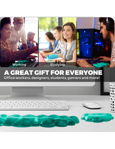 Reposamuñecas de Gel ABRONDA - Ergonómico Verde 42.5x10.8 cm