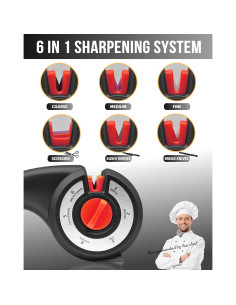 Afilador de cuchillos 6 en 1 YeopAsda - Negro, ergonómico y duradero 2