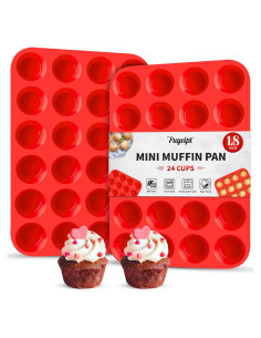Moldes de Silicona para Muffins Mini Puyeipt - 2 Piezas 24 Cavidades
