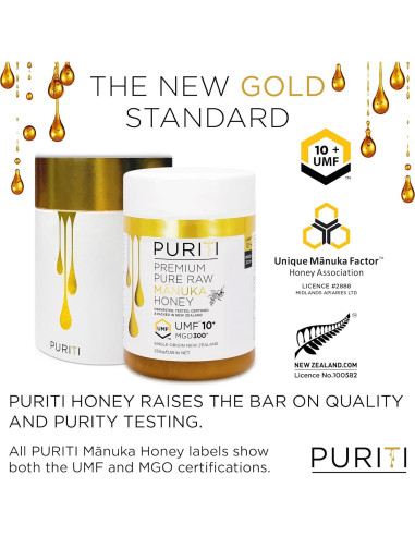 Miel de Manuka PURITI MGO 300+ UMF 10+ 250g Cruda Nueva Zelanda