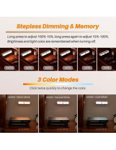 Luz Táctil LED 3 Pack 18 cm Regulable con 3 Modos de Color 2