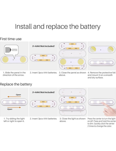 Luz Táctil LED 3 Pack 18 cm Regulable con 3 Modos de Color