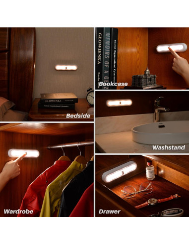 Luz Táctil LED 3 Pack 18 cm Regulable con 3 Modos de Color