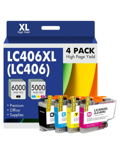 Cartuchos de tinta Brother LC406XL - Paquete de 4 alto rendimiento