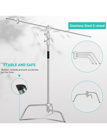 Soporte C de Acero Inoxidable Lapgood 330cm Ajustable con Brazo