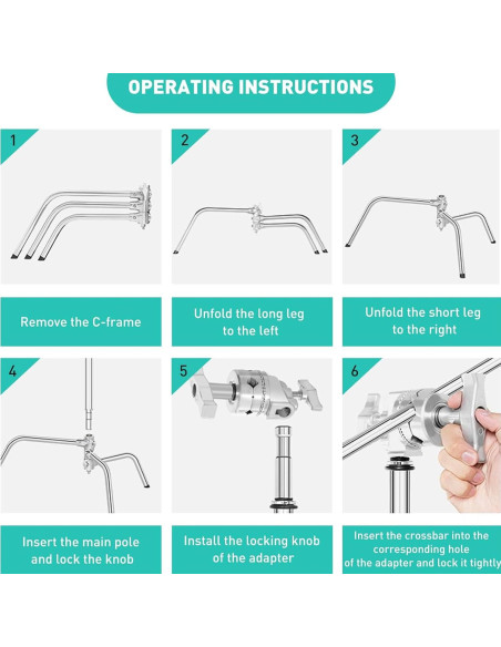 Soporte C de Acero Inoxidable Lapgood 330cm Ajustable con Brazo