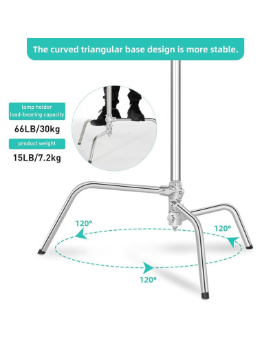 Soporte C de Acero Inoxidable Lapgood 330cm Ajustable con Brazo