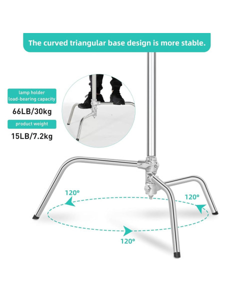 Soporte C de Acero Inoxidable Lapgood 330cm Ajustable con Brazo