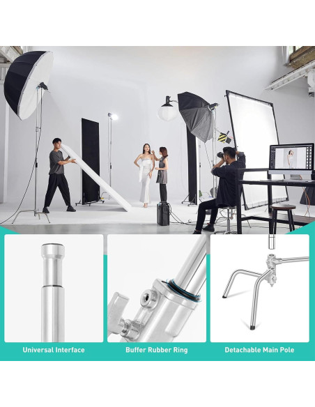 Soporte C de Acero Inoxidable Lapgood 330cm Ajustable con Brazo