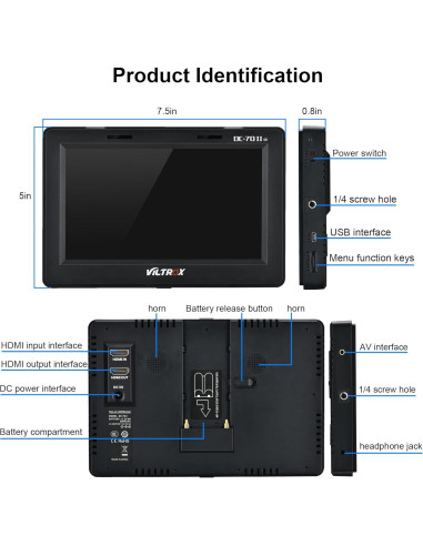 Monitor de Campo VILTROX DC-70 II 7" 4K HDMI con Batería