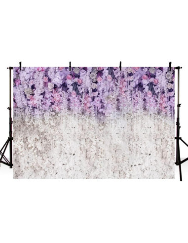 Fondo Fotográfico Floral Lavanda MEHOFOND 3x2.1m para Eventos