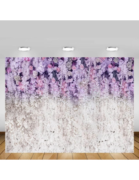 Fondo Fotográfico Floral Lavanda MEHOFOND 3x2.1m para Eventos