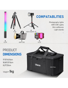 Luz de Video LED ULANZI 100W Bi-Color + Bolsa de Transporte 2