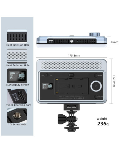 Luz de Video LED Bi-Color Viltrox 18W 2800K-6800K CRI 95+