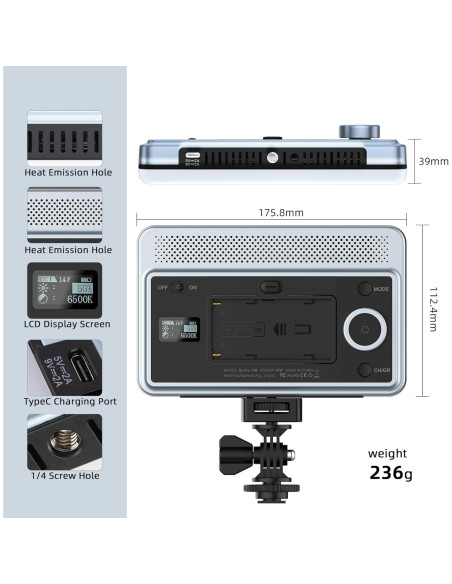 Luz de Video LED Bi-Color Viltrox 18W 2800K-6800K CRI 95+