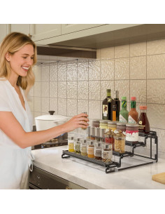 Estante Organizador de Especias Expandible LUHENPING 4 Niveles Negro 2