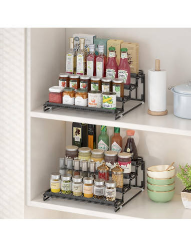 Estante Organizador de Especias Expandible LUHENPING 4 Niveles Negro