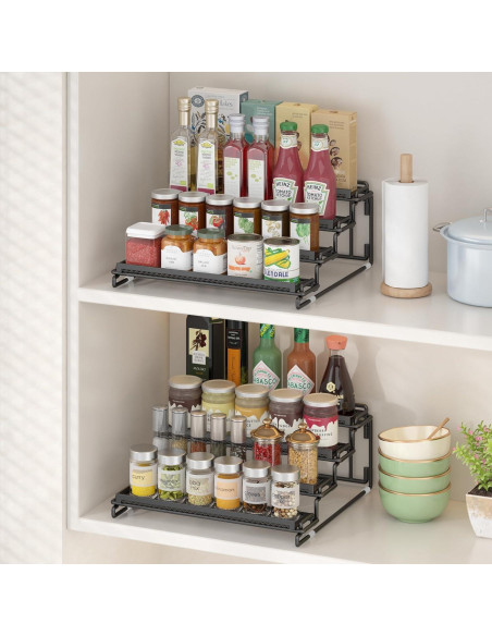 Estante Organizador de Especias Expandible LUHENPING 4 Niveles Negro