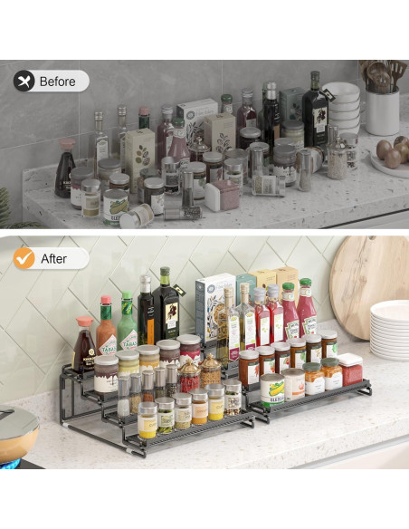 Estante Organizador de Especias Expandible LUHENPING 4 Niveles Negro