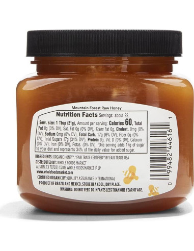 Miel Cruda Orgánica 365 Whole Foods 453.6g Sostenible