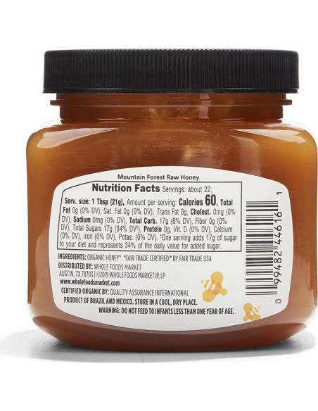 Miel Cruda Orgánica 365 Whole Foods 453.6g Sostenible