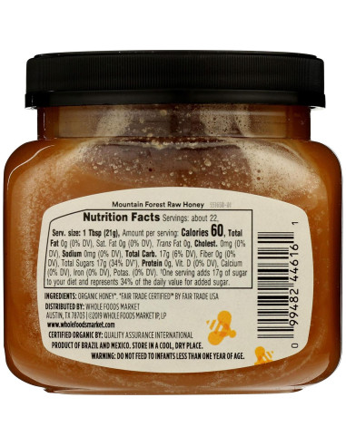 Miel Cruda Orgánica 365 Whole Foods 453.6g Sostenible