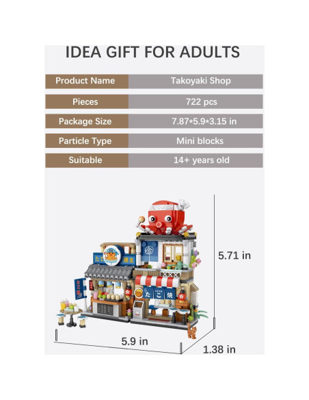 Conjunto de Bloques de Construcción Takoyaki LUOGFYNI 722 Piezas